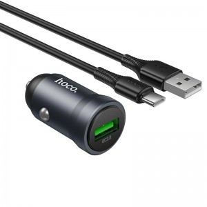 Адаптер автомобільний HOCO Energy single-port car charger Type-C set Z62 |1USB, 18W/3A, QC| grey
