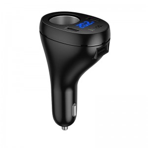 Адаптер автомобільний HOCO Correct three-port cigarette lighter car charger Z61 |2Type-C/1USB/1DC, 17W| black