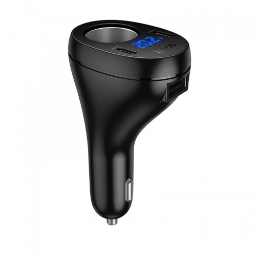 Адаптер автомобільний HOCO Correct three-port cigarette lighter car charger Z61 |2Type-C/1USB/1DC, 17W| black