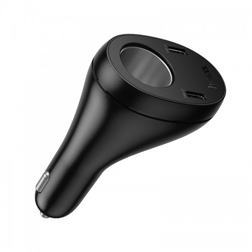 Адаптер автомобільний HOCO Correct three-port cigarette lighter car charger Z61 |2Type-C/1USB/1DC, 17W| black