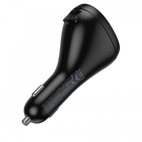 Адаптер автомобільний HOCO Correct three-port cigarette lighter car charger Z61 |2Type-C/1USB/1DC, 17W| black
