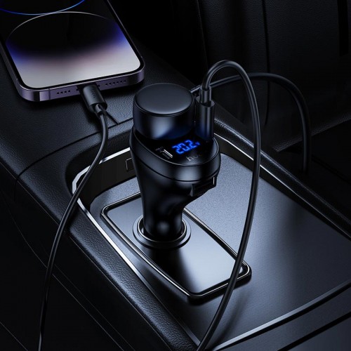 Адаптер автомобільний HOCO Correct three-port cigarette lighter car charger Z61 |2Type-C/1USB/1DC, 17W| black