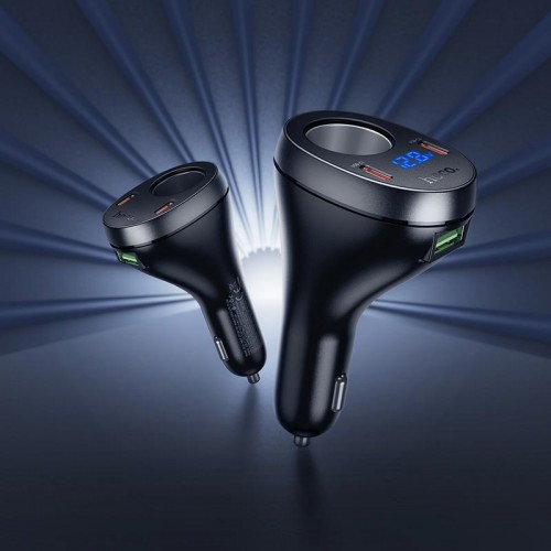 Адаптер автомобільний HOCO Correct cigarette lighter car charger Z61A |2Type-C/1USB/1DC, 60W, PD/QC| black