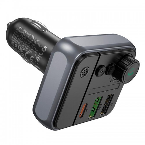 Автомобільний адаптер BOROFONE Ascenso car BT FM transmitter BC50 |2USB/1Type-C, PD/QC, 38W/3A, BT5.4| black