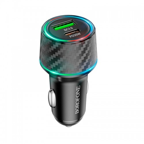 Адаптер автомобильный BOROFONE Brilliant dual port car charger BZ21 |1USB/1Type-C, 48W/3A, PD/QC|