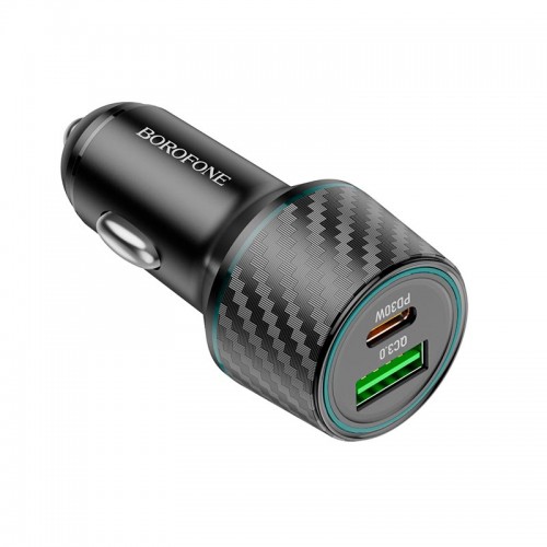 Адаптер автомобильный BOROFONE Brilliant dual port car charger BZ21 |1USB/1Type-C, 48W/3A, PD/QC|