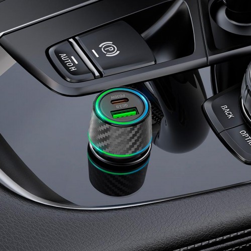 Адаптер автомобильный BOROFONE Brilliant dual port car charger BZ21 |1USB/1Type-C, 48W/3A, PD/QC|