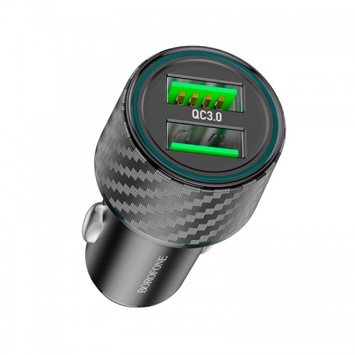 Адаптер автомобильный BOROFONE Brilliant dual port car charger BZ21A |2USB, 36W/3A, QC|