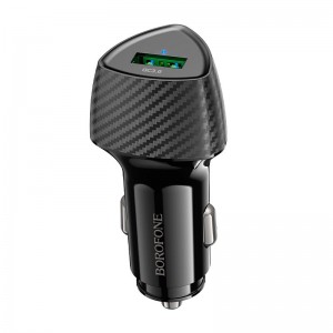 Адаптер автомобільний BOROFONE Solid single-port car charger BZ31 |1USB, 18W/3A, QC| black