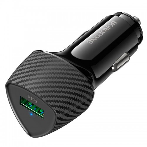 Адаптер автомобильный BOROFONE Solid single-port car charger BZ31 |1USB, 18W/3A, QC|