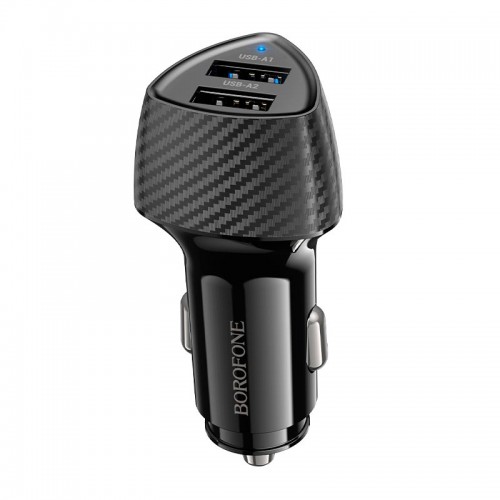 Адаптер автомобільний BOROFONE Solid dual-port car charger BZ31A |2USB, 17W/3.4A Max| black