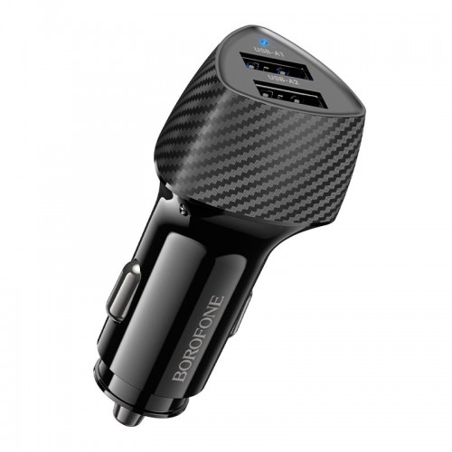 Адаптер автомобільний BOROFONE Solid dual-port car charger BZ31A |2USB, 17W/3.4A Max| black