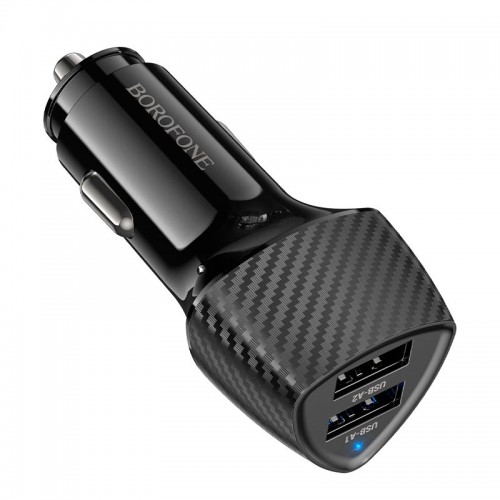 Адаптер автомобільний BOROFONE Solid dual-port car charger BZ31A |2USB, 17W/3.4A Max| black