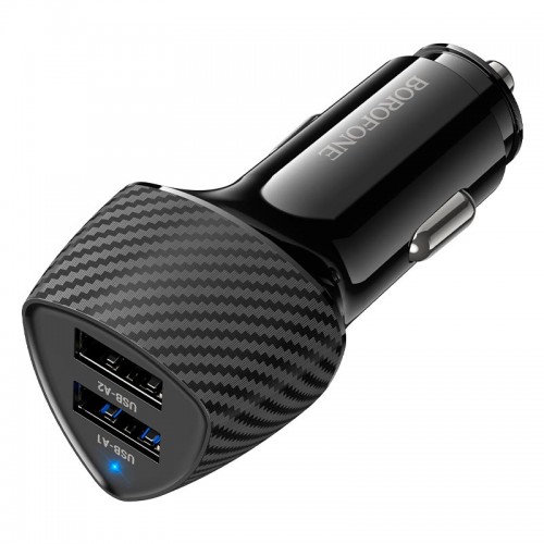 Адаптер автомобільний BOROFONE Solid dual-port car charger BZ31A |2USB, 17W/3.4A Max| black