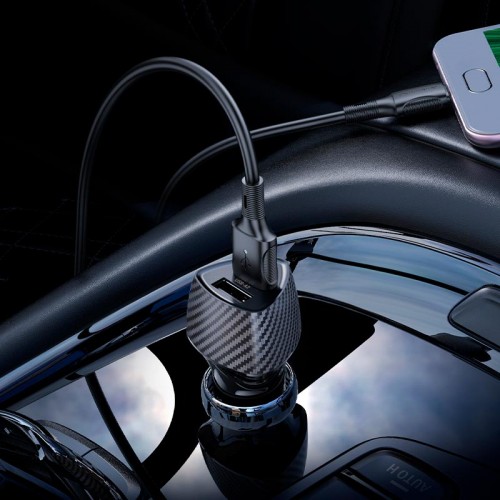 Адаптер автомобільний BOROFONE Solid dual-port car charger Micro USB Set BZ31A |2USB, 17W/3.4A Max| black
