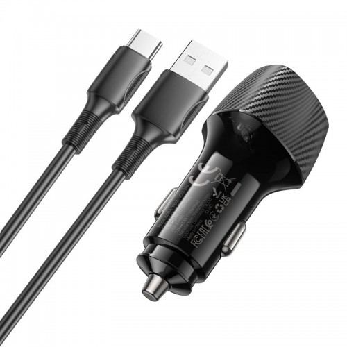 Адаптер автомобильный BOROFONE Solid dual-port car charger Type-C Set BZ31A |2USB, 17W/3.4A Max|