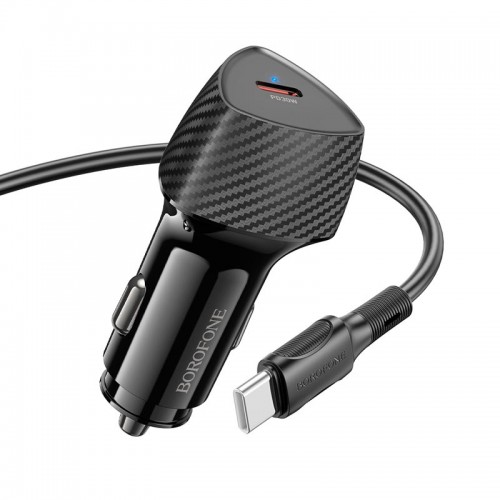Адаптер автомобільний BOROFONE Solid single-port PD30W car charger C to C set BZ31B |1Type-C, 30W/3A, PD/QC| black