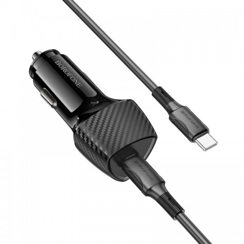 Адаптер автомобільний BOROFONE Solid single-port PD30W car charger C to C set BZ31B |1Type-C, 30W/3A, PD/QC| black