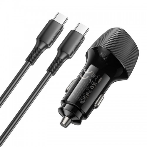Адаптер автомобільний BOROFONE Solid single-port PD30W car charger C to C set BZ31B |1Type-C, 30W/3A, PD/QC| black