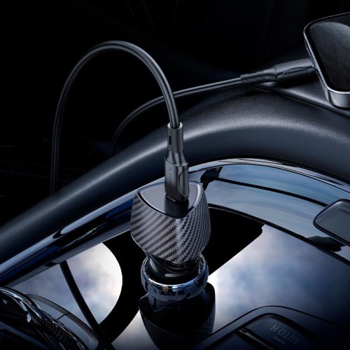 Адаптер автомобільний BOROFONE Solid single-port PD30W car charger C to Lightning set BZ31B |1Type-C, 30W/3A, PD/QC| black