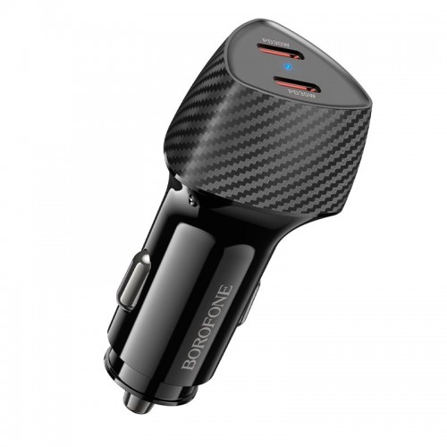 Адаптер автомобильный BOROFONE Solid car charger BZ31D |2Type-C, 60W/3A, PD/QC|