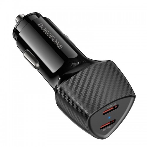 Адаптер автомобильный BOROFONE Solid car charger BZ31D |2Type-C, 60W/3A, PD/QC|