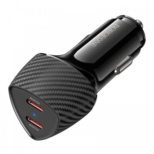 Адаптер автомобильный BOROFONE Solid car charger BZ31D |2Type-C, 60W/3A, PD/QC|