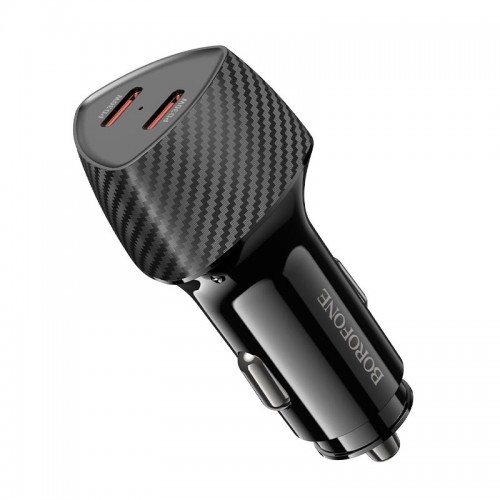 Адаптер автомобильный BOROFONE Solid car charger BZ31D |2Type-C, 60W/3A, PD/QC|