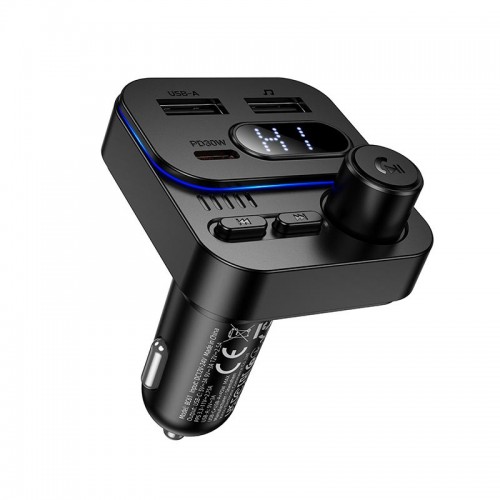 Автомобільний адаптер BOROFONE Ocean car BT FM transmitter BC61 |2USB/1Type-C, 45W/3A, PD/QC| black