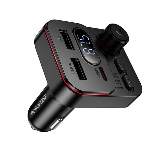 Автомобільний адаптер BOROFONE Ocean car BT FM transmitter BC61 |2USB/1Type-C, 45W/3A, PD/QC| black