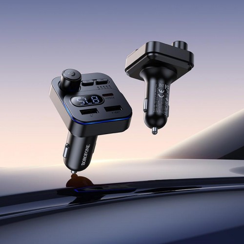 Автомобільний адаптер BOROFONE Ocean car BT FM transmitter BC61 |2USB/1Type-C, 45W/3A, PD/QC| black