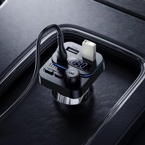 Автомобільний адаптер BOROFONE Ocean car BT FM transmitter BC61 |2USB/1Type-C, 45W/3A, PD/QC| black