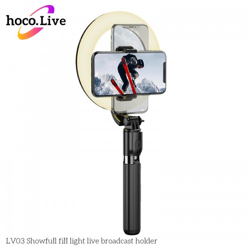 Тримач з кільцевим освітленням HOCO Showfull fill light live broadcast LV03 black