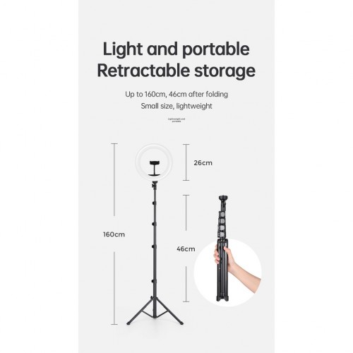 Тримач з кільцевим освітленням JOYROOM Touch Selfie Ring Light JR-ZS228 AKL01 |10", 2A, 2700-5700K| black