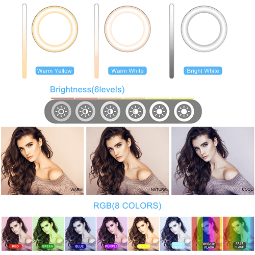 Тримач з кільцевим освітленням Bluetooth 6" RGB100 (Kit1) |45cm Stand, USB Powered, 2800-5800K| black