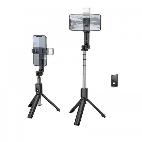Селфі-монопод HOCO Treasure aluminum alloy fill light Gimbal version live broadcast support K15 |Bluetooth| black
