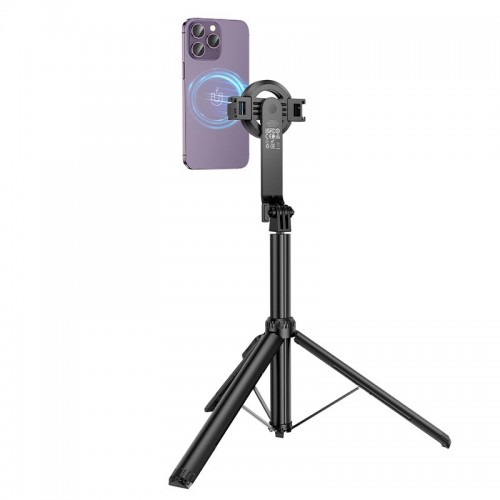 Селфі-монопод HOCO Sherkhan magnetic aluminum alloy live broadcast holder K25 |BT5.2, 60-105mm, 2h| black
