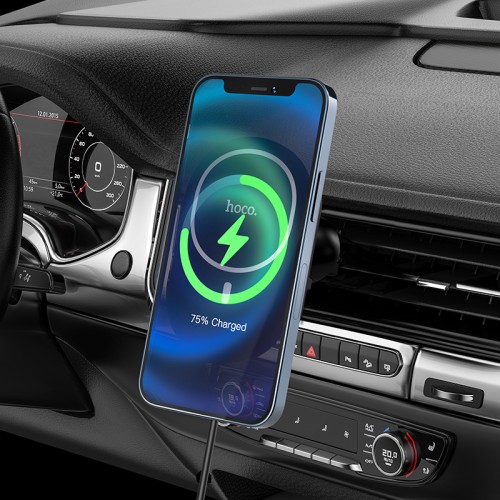 Тримач HOCO Powerful magnetic wireless charging Car holder CA90 |15W| black
