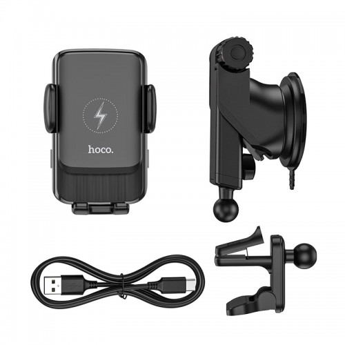 Тримач HOCO 2 in 1 Air outlet / Dashboard Smart alignment wireless charging Car holder S35 |5-15W Max| black