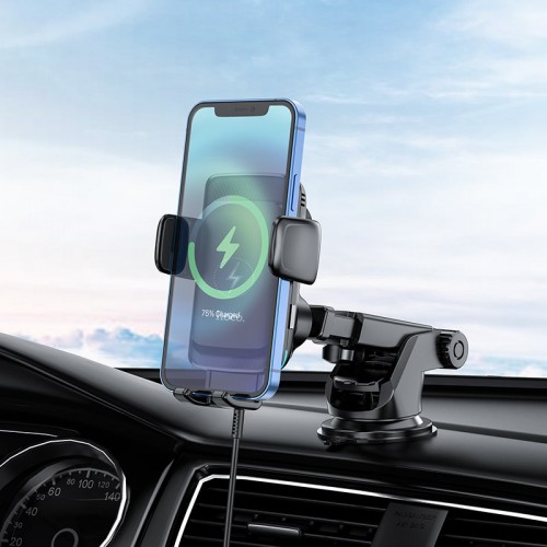 Тримач HOCO 2 in 1 Air outlet / Dashboard Smart alignment wireless charging Car holder S35 |5-15W Max| black