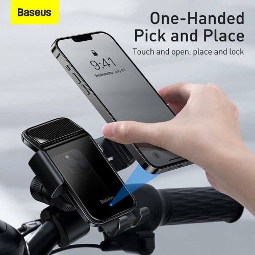 Тримач BASEUS Smart Solar Power Wireless Cycling Electric Holder IP54 |4.7-6.7"| (SUZG010001) black