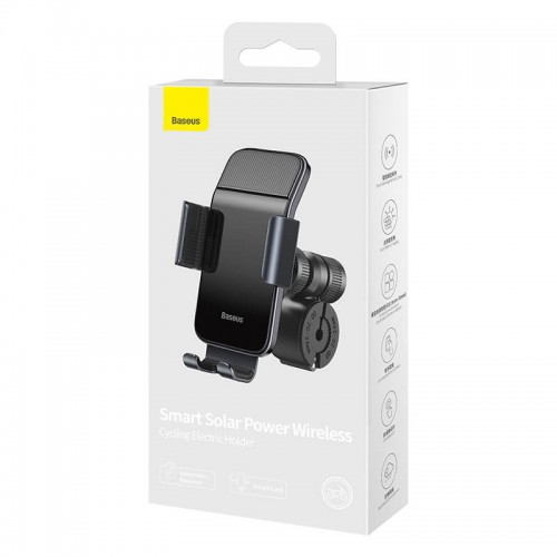 Тримач BASEUS Smart Solar Power Wireless Cycling Electric Holder IP54 |4.7-6.7"| (SUZG010001) black