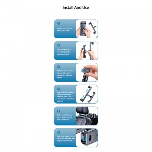 Тримач USAMS Car Rear Seat Phone-Tablet Bracket US-ZJ068 black