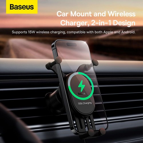 Держатель Baseus Stable Gravitational Wireless Charging Car Mount Pro (Air Outlet Version) |15W|