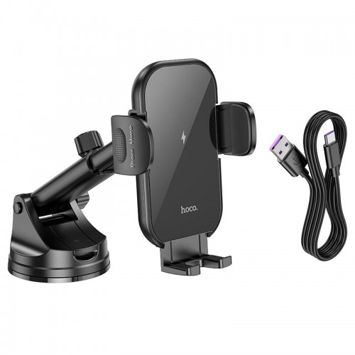 Тримач HOCO Journey wireless fast charging Car holder HW5 (center console) black