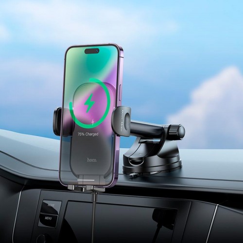 Тримач HOCO Journey wireless fast charging Car holder HW5 (center console) black
