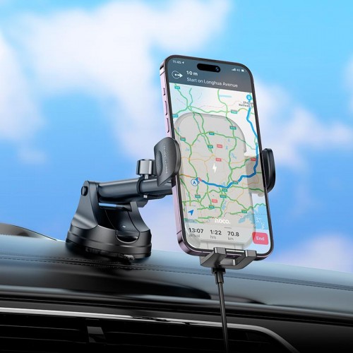 Тримач HOCO Journey wireless fast charging Car holder HW5 (center console) black