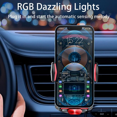 Держатель Auto open-close Transparent Wireless Charger XYJ A6 |15W, RGB|