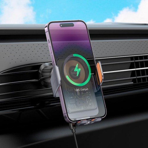 Держатель Hoco Transparent Discovery Edition wireless fast charging car holder (air outlet) HW7 |15W|