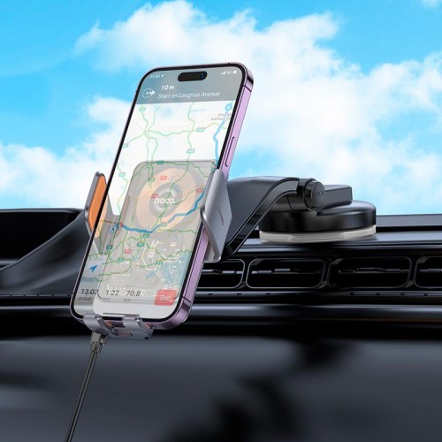 Держатель Hoco Transparent Discovery Edition wireless fast charging car holder (center console) HW8 |15W|